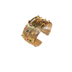 Bracciale stile schiava in oro su bronzo con topazi e quarziti naturali multicolor, regolabile