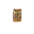 Bracciale stile schiava in oro su bronzo con topazi e quarziti naturali multicolor, regolabile.