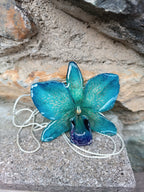 collana con orchidea vera azzurra