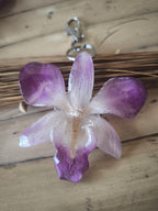 ciondolo orchidea cattleya resina portachiavi borsa collana 2 in 1 charm elegante