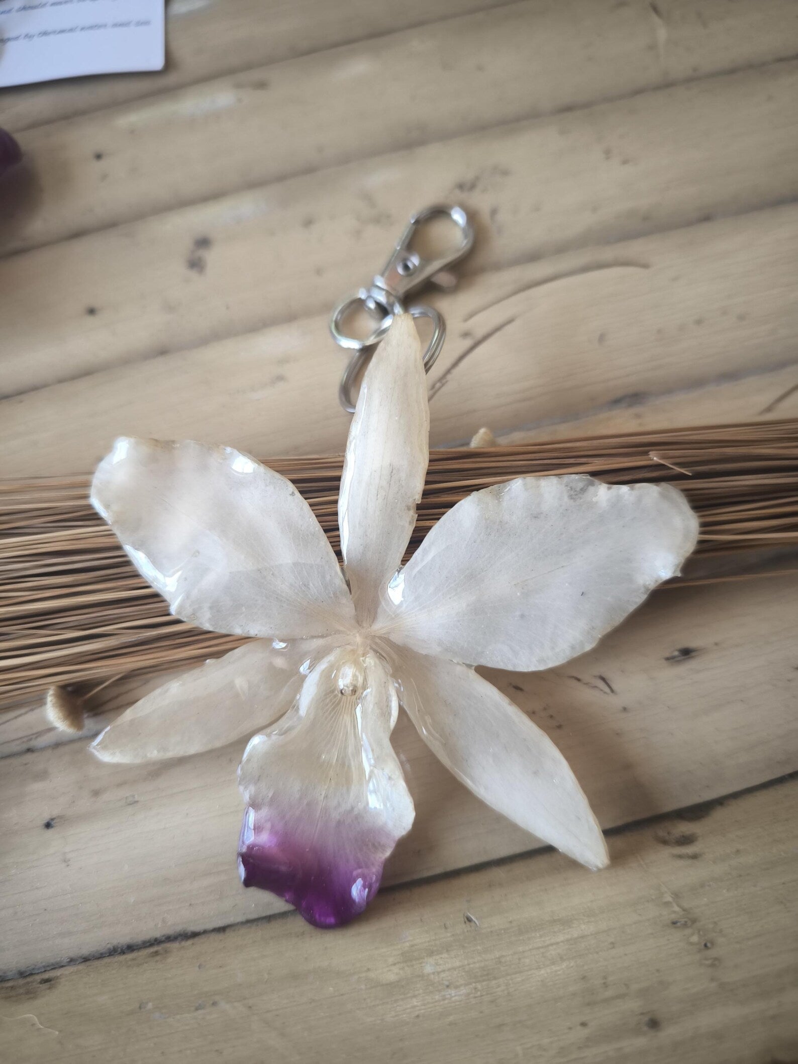 ciondolo orchidea cattleya resina portachiavi borsa collana 2 in 1 charm elegante
