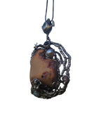 “Collana in argento 925 con sirena, stelle marine e ambra grigia naturale”