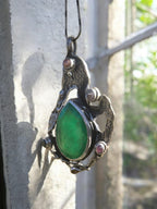 “Collana in argento 925 con giada verde da 24 carati e tormaline naturali”
