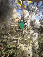 “Collana in argento 925 con giada verde da 24 carati e tormaline naturali”