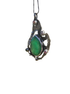 “Collana in argento 925 con giada verde da 24 carati e tormaline naturali”