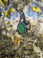 “Collana in argento 925 con giada verde da 24 carati e tormaline naturali”
