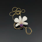 collana orchidea bianca naturale resina saliscendi oro regolabile elegante