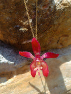 collana orchidea cambria resina catenina oro acciaio gioiello botanico