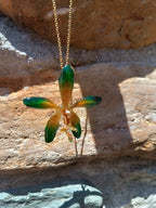 collana orchidea cambria resina catenina oro acciaio gioiello botanico