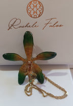 collana orchidea cambria resina catenina oro acciaio gioiello botanico
