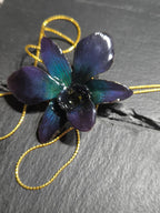 Collana Orchidea Blu Notte in Resina