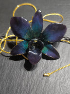 Collana Orchidea Blu Notte in Resina