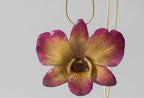 collana orchidea dendrobium naturale resina saliscendi oro regolabile elegante