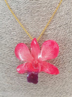 collana orchidea dendrobium resina catenina oro galvanico regolabile elegante