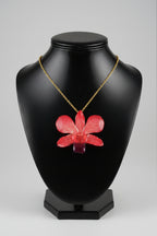 collana orchidea dendrobium resina catenina oro galvanico regolabile elegante