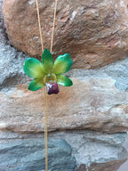 collana orchidea dendrobium verde bocca viola resina saliscendi oro argento regolabile elegante