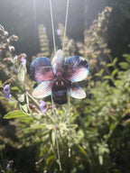 collana orchidea rara ghiaccio riflessi viola resina saliscendi argento regolabile elegante