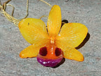 collana orchidea ibrida gialla oro resina saliscendi regolabile elegante naturale