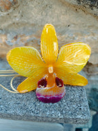 collana orchidea ibrida gialla oro resina saliscendi regolabile elegante naturale