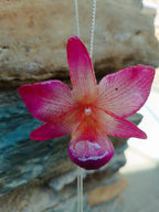 collana orchidea nobile rosa naturale argento saliscendi regolabile elegante