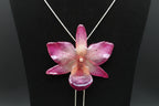 collana orchidea nobile rosa naturale argento saliscendi regolabile elegante 