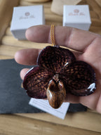 collana orchidea paphiopedilum viola in resina rara