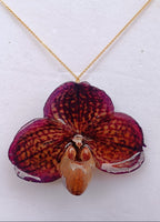 collana orchidea paphiopedilum viola in resina rara