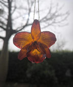 collana orchidea naturale resina catenina acciaio dorato regolabile elegante fatta a mano