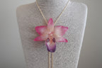 collana orchidea resina rosa viola panna regolabile elegante