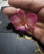 collana orchidea rosa naturale resina saliscendi oro galvanico regolabile anallergica elegante