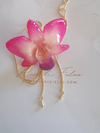collana orchidea rosa naturale resina saliscendi oro galvanico regolabile anallergica elegante