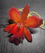 collana orchidea rossa naturale resina saliscendi oro galvanico regolabile elegante