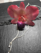 collana orchidea rossa naturale resina saliscendi argento regolabile gioiello artigianale