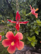 “Collana saliscendi con orchidea rossa naturale inglobata in resina trasparente”
