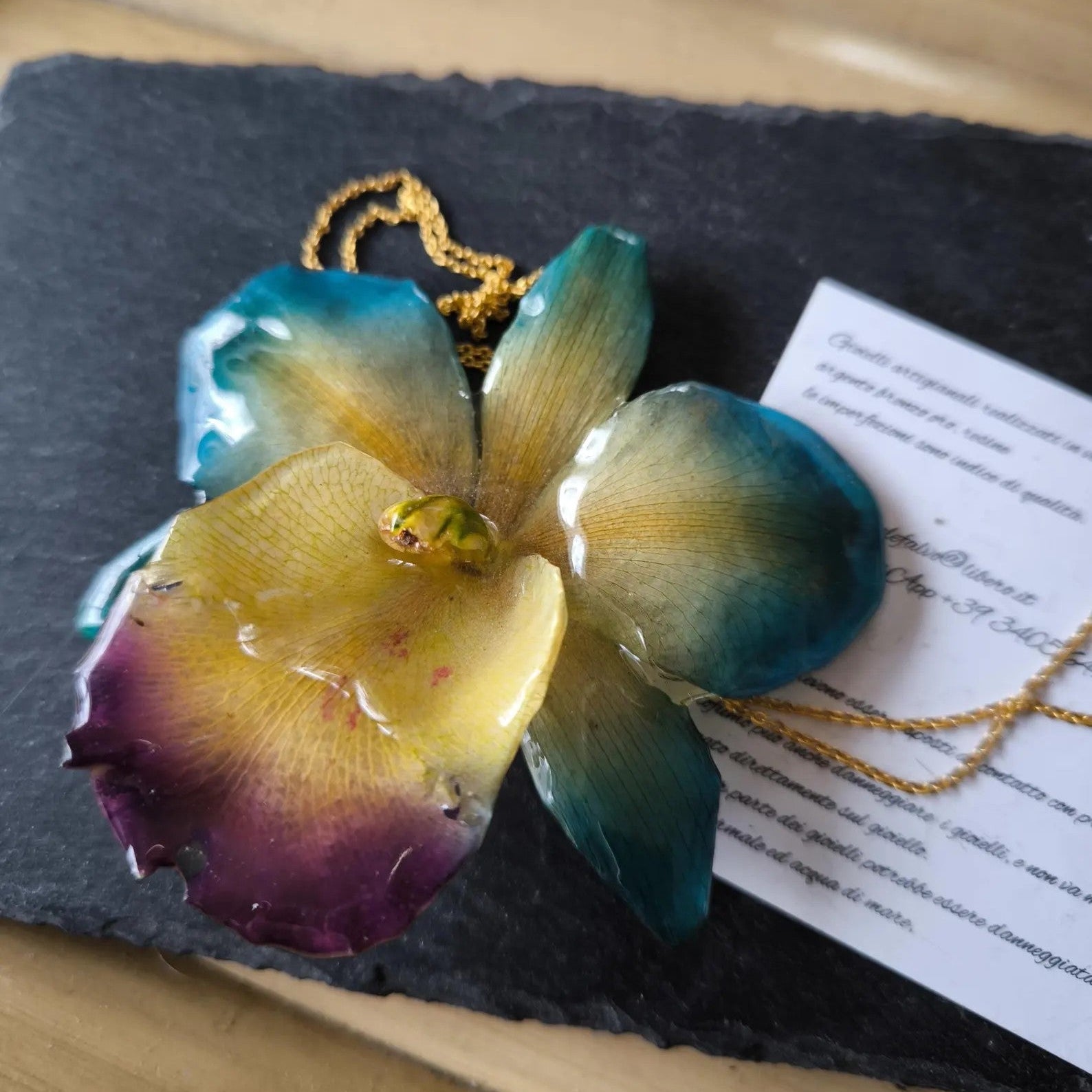 collana orchidea sakura resina multicolore elegante oro galvanico regolabile