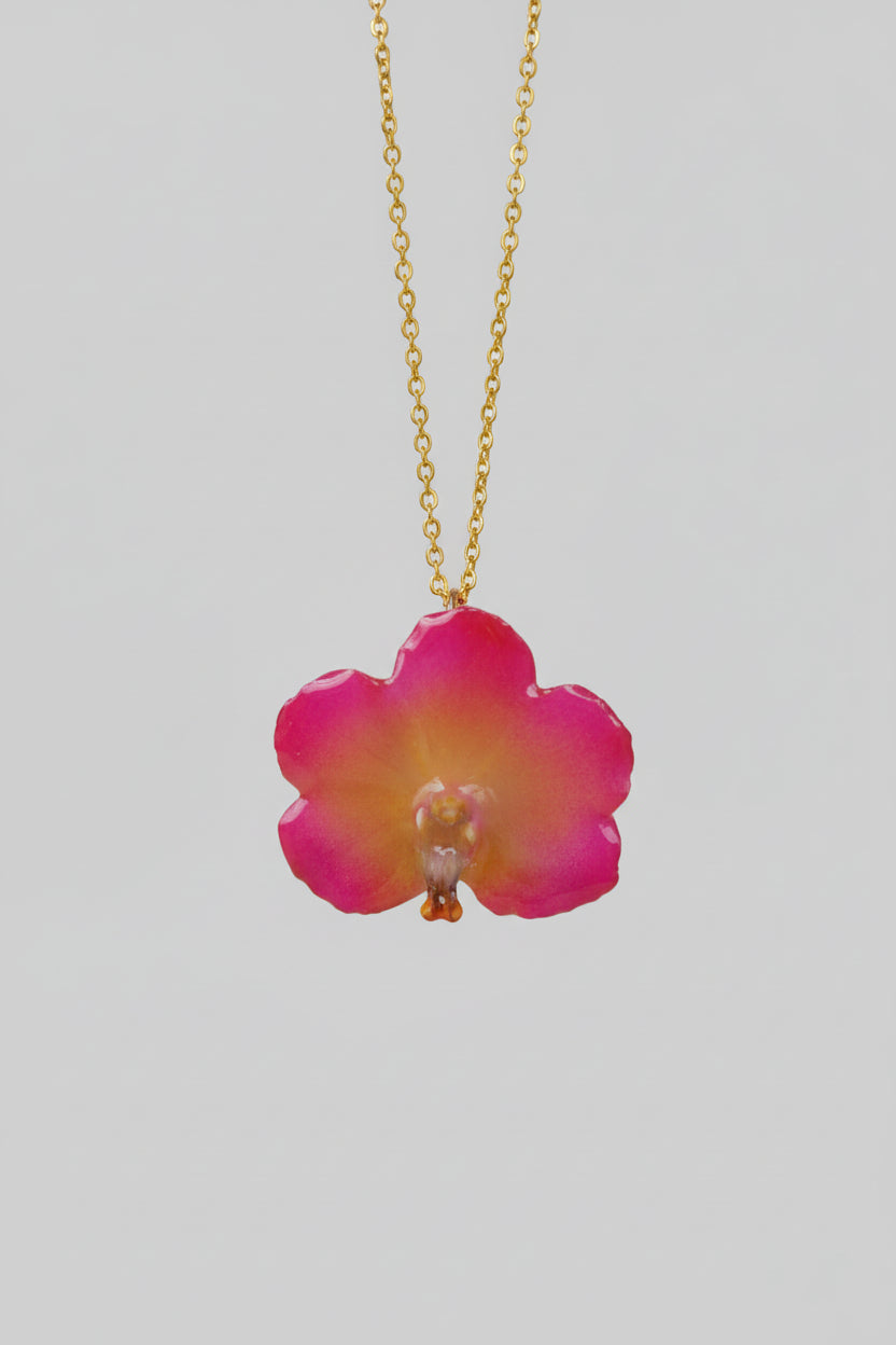 collana orchidea vanda rosa in resina elegante