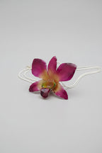 collana orchidea viola verde naturale resina saliscendi argento regolabile elegante