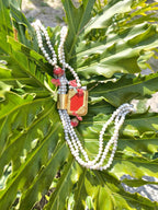 collana perle barocche naturali diaspro rosso velluto saliscendi oro opaco elegante