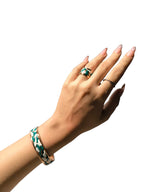 Completo anello e bracciale in rame sbalzato e smaltato a mano con finitura impermeabile