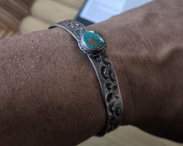 Set di tre bracciali unisex in argento 925 regolabili con nido d’ape e turchesi naturali