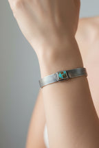 Set di tre bracciali unisex in argento 925 regolabili con nido d’ape e turchesi naturali