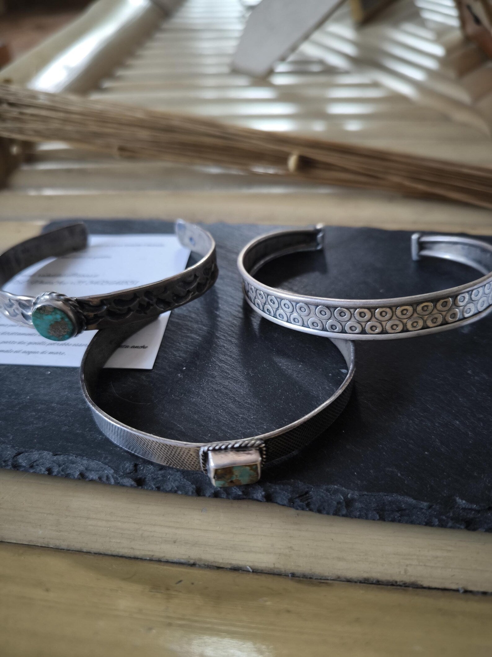 Offerta 3 Bracciali Unisex in Argento 925 Fatti a Mano con Turchese – Regolabili