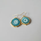 Orecchini oro su bronzo con agate naturali e ganci in argento dorato
