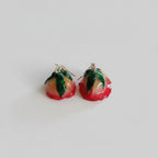 Orecchini con roselline rosse naturali inglobate in resina con ganci in argento anallergico