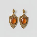 Orecchini stile antico in oro su bronzo con quarzi arancio naturali taglio cabochon