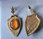 Orecchini stile antico in oro su bronzo con quarzi arancio naturali taglio cabochon