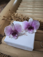 parure orchidea dendrobium resina collana orecchini argento galvanizzato regolabile elegante