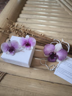 parure orchidea dendrobium resina collana orecchini argento galvanizzato regolabile elegante