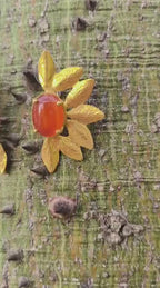 Orecchini in Oro su Bronzo con Corniole Naturali Cabochon 6 Carati – Gioielli Eleganti con Scatola e Garanzia