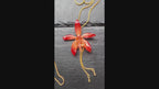 collana orchidea arancione naturale resina saliscendi oro galvanizzato regolabile elegante
